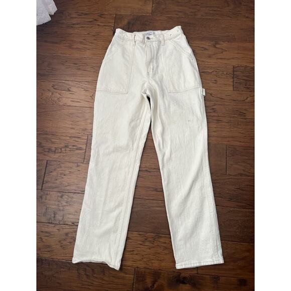 Abercrombie and Fitch 28 The 90s Straight Ultra High Rise Jeans Stone *flaw - Picture 1 of 4